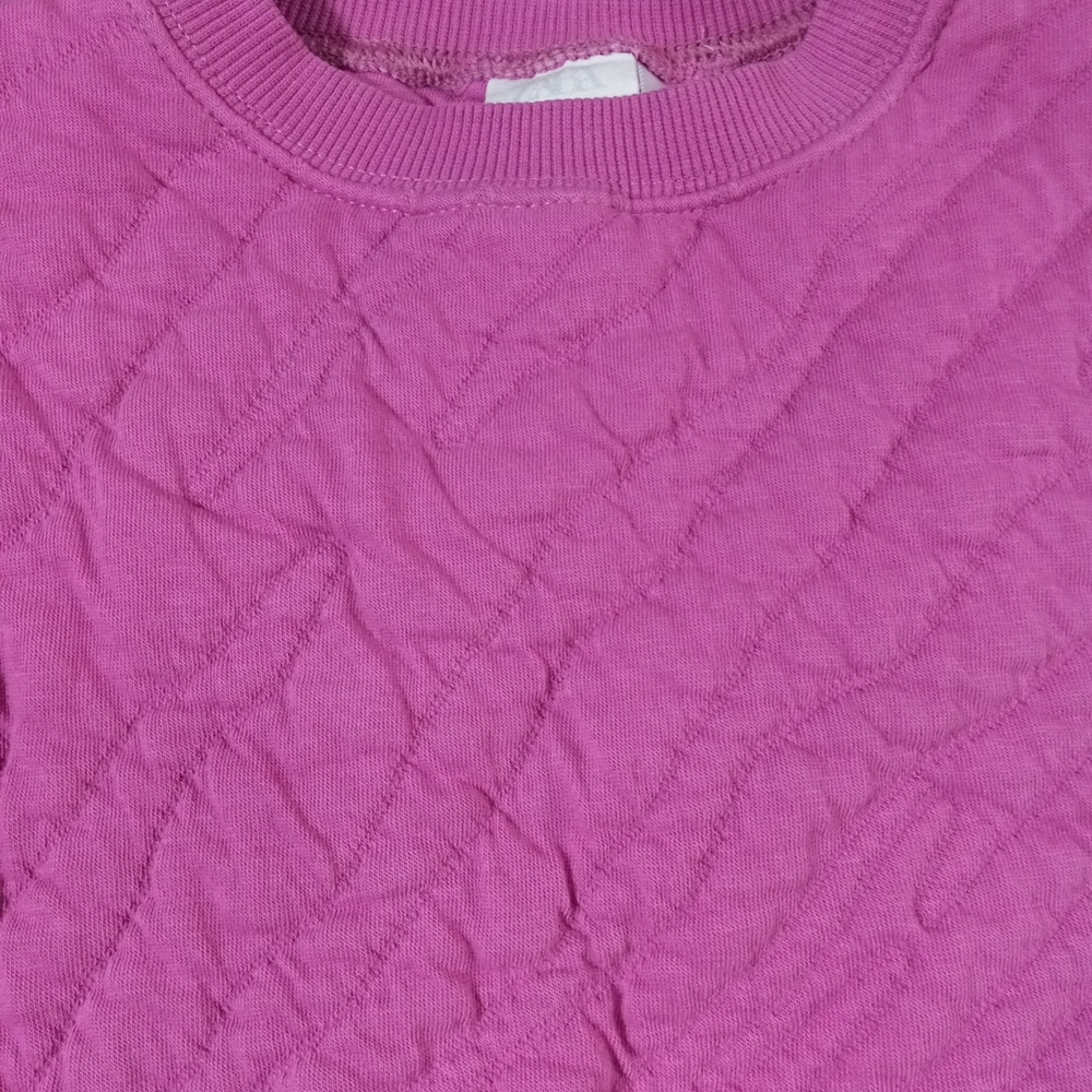 Kids Zara Pink Quilted Sweatshirt Size 4-5 Girl - Picture 3 of 8